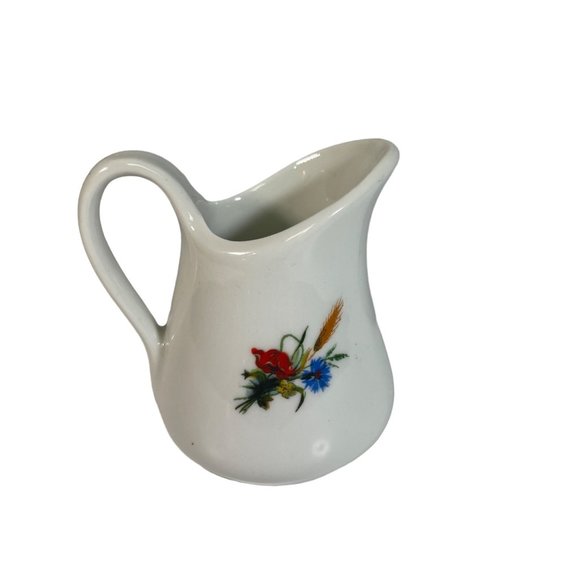 Hoan Pottery French Creamer Wildflower Pattern Poppies Wheat Bachelor Buttons - Picture 3 of 5